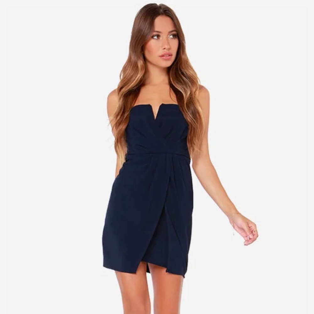 Lulus Kauai Cutie Strapless Navy Blue Dress